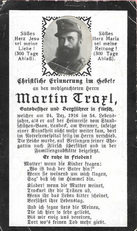 Sterbebild Martin Traxl (1863-1916)