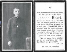 Sterbebild Johann Ehart (1890-1914)