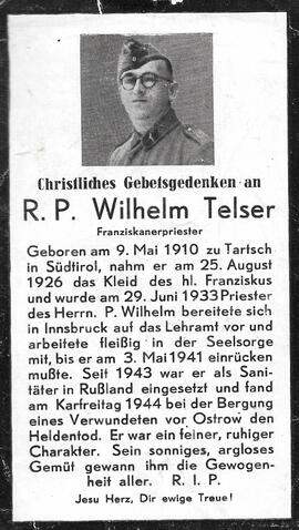 Sterbebild Wilhelm Telser (1910-1944)