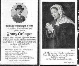 Sterbebild Franz Orsinger (1878-1940)