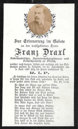 Sterbebild Franz Draxl (1837-1897)