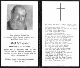 Sterbebild Fidel Schwazer (1882-1960)