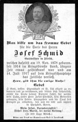 Sterbebild Josef Schmid (1878-1914)