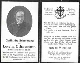 Sterbebild Lorenz Grissemann (1836-1909)