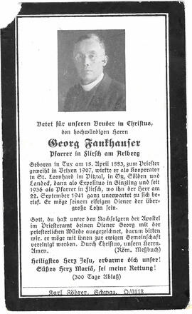 Sterbebild Georg Fankhauser (1883-1941)