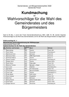Gemeinde Flirsch, Gemeinderatswahlen_2022: Wahlvorschlag