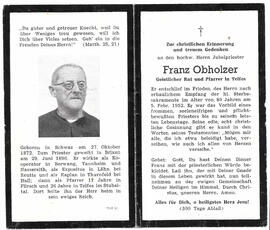 Sterbebild Franz Obholzer (1872-1952)