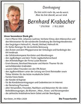 Bernhard Krabacher Danksagung