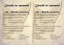 Vortrag Chronik, Einladung