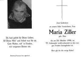 Maria Ziller geb. Mair