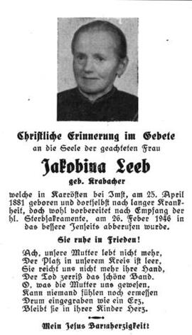 Jakobina Leeb geb. Krabacher
