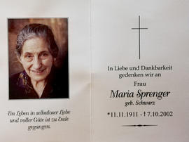 Maria Sprenger geb. Schwarz