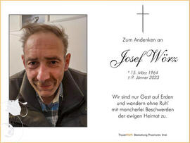 Sterbebild Josef Wörz Innenseite