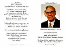 Prinz Emanuel Markgraf von Meissen Herzog zu Sachsen; Innenansicht