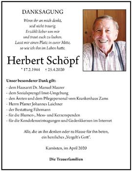 Herbert Schöpf Danksagung