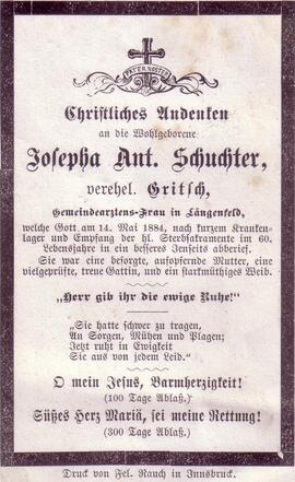 Gritsch Josefa, geb. Schuchter, +1884