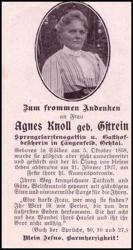 Knoll Agnes, geb. Gstrein, +1927
