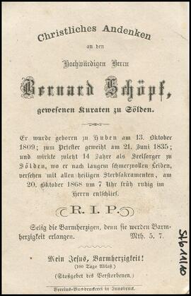 Schöpf Bernard, Pfarrer, +1868