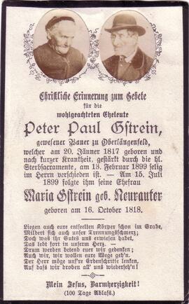 Gstrein Peter Paul und Maria, geb. Neurauter, +1899