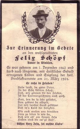 Schöpf Felix, +1924