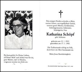 Schöpf Katharina, geb. Schlatter +1983