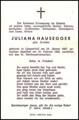 Hausegger Juliana, geb. Grießer, +1963