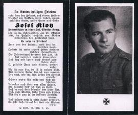 Klotz Josef, 2. Weltkrieg, +1944