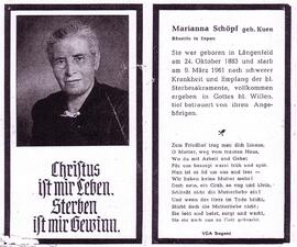 Schöpf Marianna, geb. Kuen, +1961