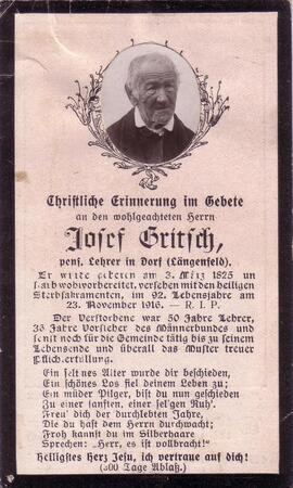 Gritsch Josef, Lehrer, +1916