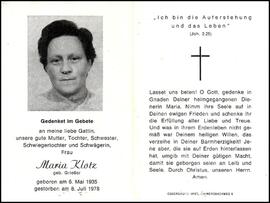 Klotz Maria, geb. Grießer, +1978