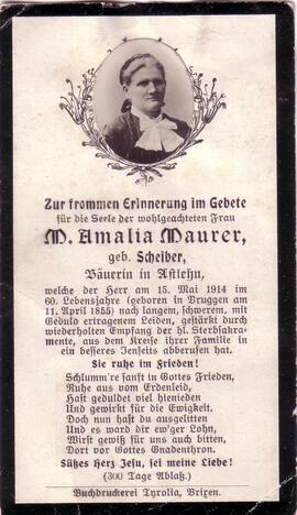 Maurer Amalia, geb. Scheiber, +1914