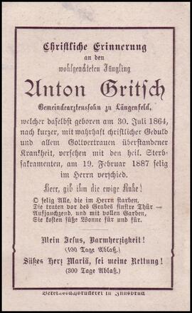 Gritsch Anton, +1887