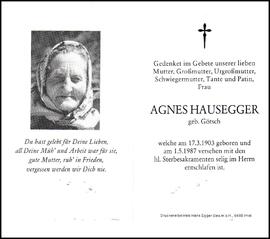 Hausegger Agnes, geb. Götsch, +1987