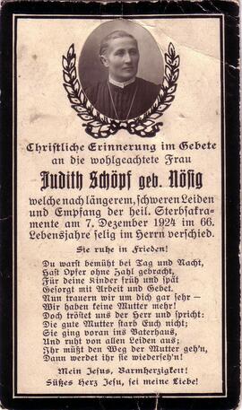 Schöpf Judith, geb. Nösig, +1924