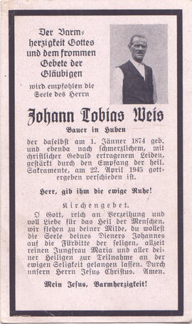 Weis Johann Tobias, +1945