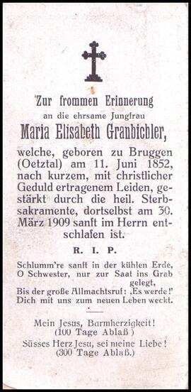 Granbichler Maria Elisabeth, +1909