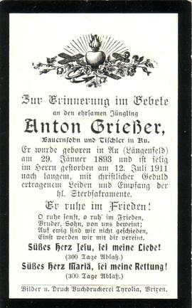 Grießer Anton, +1911
