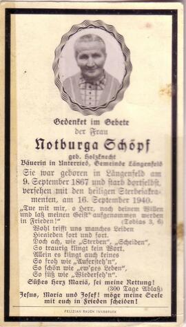 Schöpf Notburga, geb. Holzknecht, +1940