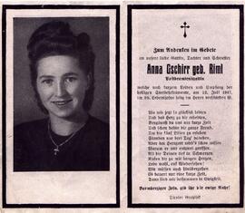 Gschirr Anna, geb. Riml +1947
