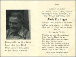 Karlinger Alois, Huben