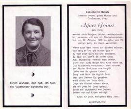 Grüner Agnes, geb. Hofer, +1975