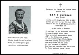 Kuprian Sofia, geb. Schöpf, +1973