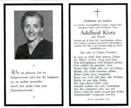 Klotz Adelheid, geb. Maurer, +1967