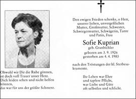 Kuprian Sofia, geb. Granbichler, +1983