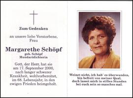 Schöpf Margarethe, Mundartdichterin, +2000