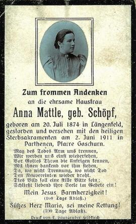 Mattle Anna, geb. Schöpf, +1911
