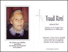 Riml Traudl, geb. Riml, +2003