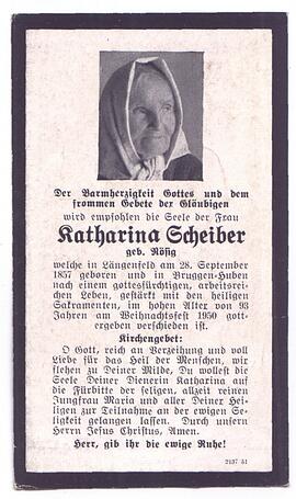 Scheiber Katharina, geb. Nösig, +1950