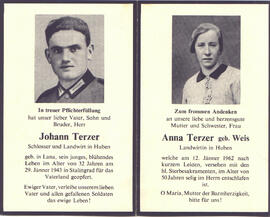 Terzer Johann, 2. Weltkrieg, 1932 und Anna, geb. Weis, +1962