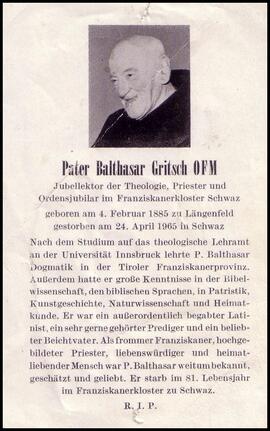 Gritsch Balthasar, Pater, +1965
